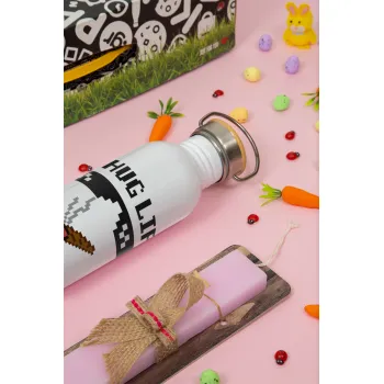 thug life, Πασχαλινή Λαμπάδα με παγούρι μεταλλικό (620ml, stainless steel) & κερί αρωματικό πλακέ (30cm) (ΡΟΖ)