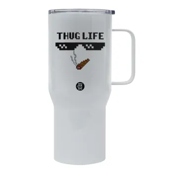 thug life, Tumbler με καπάκι, διπλού τοιχώματος (θερμό) 750L
