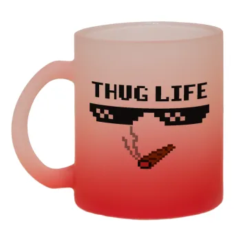 thug life, Κούπα γυάλινη δίχρωμη με βάση το κόκκινο ματ, 330ml