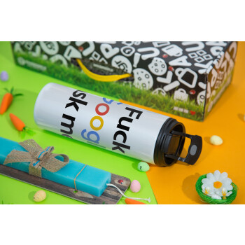 Fuck Google, Ask me!, Easter candle,Travel Tumbler 2 Lids, with metal straw & cleaning brush & aromatic flat candle (30cm) (BLUE)