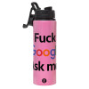 Metallic water bottle with safety lid, 850ml aluminum