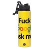 Metallic water bottle with safety lid, 850ml aluminum