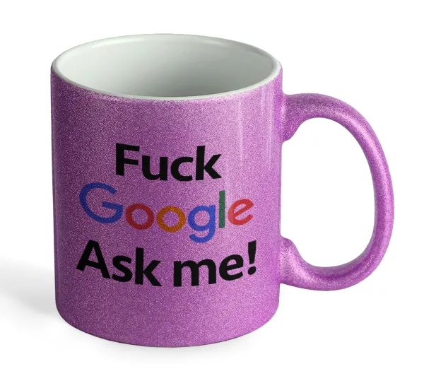 Fuck Google — Κούπα Μωβ Glitter που γυαλίζει, κεραμική, 330ml