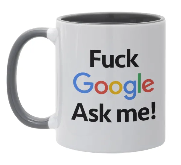 Fuck Google — Κούπα χρωματιστή γκρι, κεραμική, 330ml