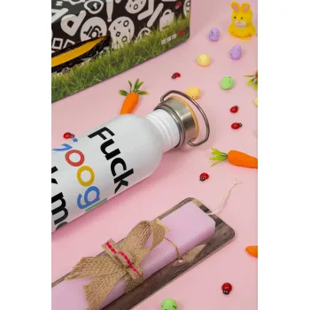 Fuck Google, Ask me!, Πασχαλινή Λαμπάδα με παγούρι μεταλλικό (620ml, stainless steel) & κερί αρωματικό πλακέ (30cm) (ΡΟΖ)