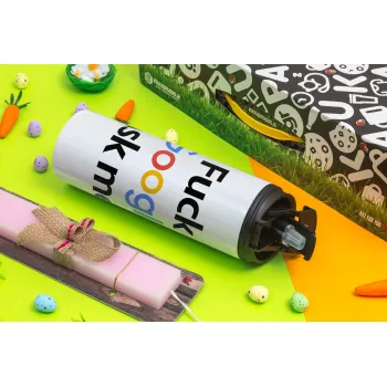 Fuck Google, Ask me!, Πασχαλινή Λαμπάδα με Travel Tumbler θερμό με διπλό καπάκι (600ml, BPA free) & κερί αρωματικό πλακέ (30cm) (ΡΟΖ)