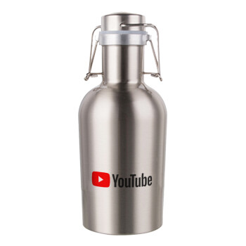 Youtube, Μεταλλικό παγούρι Inox (Stainless steel) με καπάκι ασφαλείας 1L