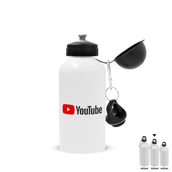 Youtube, Μεταλλικό παγούρι νερού, Λευκό, αλουμινίου 500ml