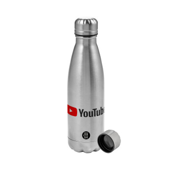 Youtube, Μεταλλικό παγούρι νερού, ανοξείδωτο ατσάλι, 750ml