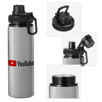 Youtube, Μεταλλικό παγούρι νερού με καπάκι ασφαλείας, αλουμινίου 850ml