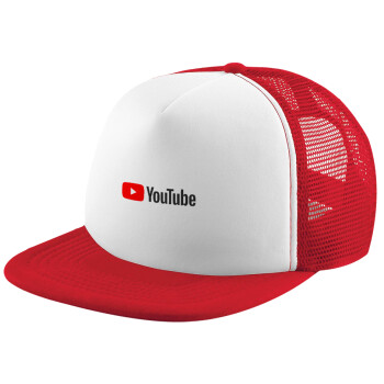 Youtube, Καπέλο Ενηλίκων Soft Trucker με Δίχτυ Red/White (POLYESTER, ΕΝΗΛΙΚΩΝ, UNISEX, ONE SIZE)