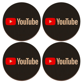 Youtube, ΣΕΤ x4 Σουβέρ ξύλινα στρογγυλά plywood (9cm)