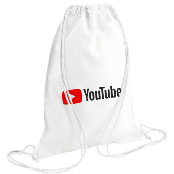 Youtube, Backpack pouch GYMBAG white (28x40cm)