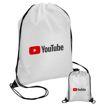 Youtube, Τσάντα πουγκί με μαύρα κορδόνια 45χ35cm (1 τεμάχιο)