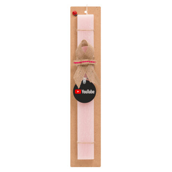 Youtube, Easter Set, wooden keychain & scented flat Easter candle (30cm) (PINK)