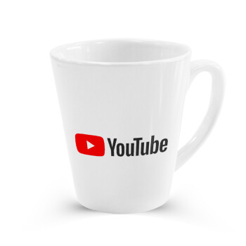 Youtube, Κούπα κωνική Latte Λευκή, κεραμική, 300ml