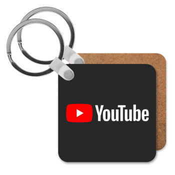 Youtube, Μπρελόκ Ξύλινο τετράγωνο MDF 5cm (3mm πάχος)