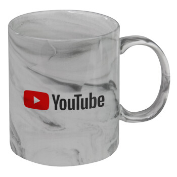 Youtube, Mug ceramic marble style, 330ml