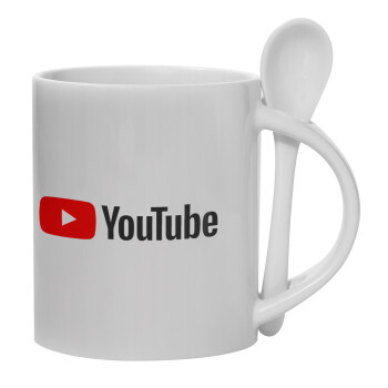 Youtube, Κούπα, κεραμική με κουταλάκι, 330ml (1 τεμάχιο)