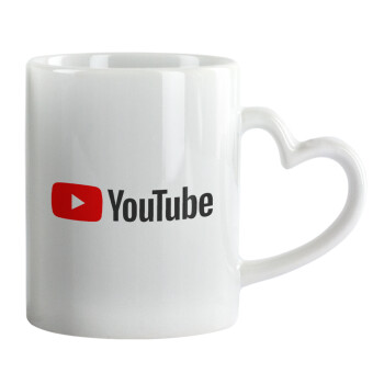 Youtube, Mug heart handle, ceramic, 330ml