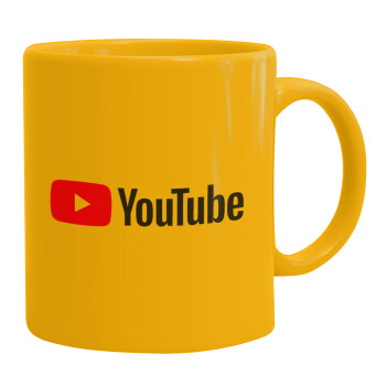 Youtube, Ceramic coffee mug yellow, 330ml (1pcs)