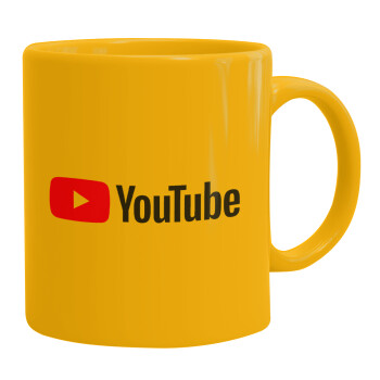 Youtube, Ceramic coffee mug yellow, 330ml