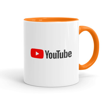 Youtube, Κούπα χρωματιστή πορτοκαλί, κεραμική, 330ml