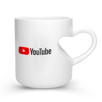 Youtube, Κούπα καρδιά λευκή, κεραμική, 330ml