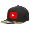 Καπέλο Ενηλίκων Flat Snapback Μαύρο/Παραλλαγή, (100% ΒΑΜΒΑΚΕΡΟ TWILL, ΕΝΗΛΙΚΩΝ, UNISEX, ONE SIZE)