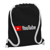 Backpack pouch GYMBAG Black, with pocket (40x48cm) & thick white cords