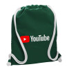 Backpack pouch GYMBAG BOTTLE GREEN, with pocket (40x48cm) & thick white cords