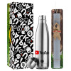 Easter Set, metallic stainless thermos flask (500ml) & scented flat Easter candle (30cm) (GRAY)