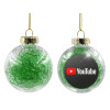 Transparent Christmas tree ball ornament with green filling 8cm