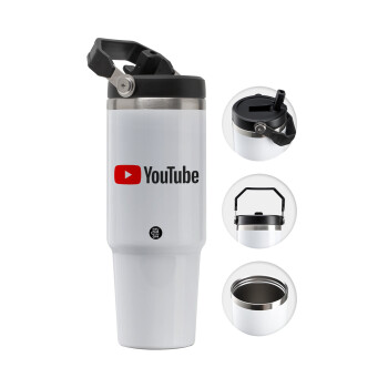 Youtube, 30oz stainless Steel Tumbler with Handle