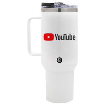 Youtube, Mega Stainless steel Tumbler with lid, double wall 1,2L