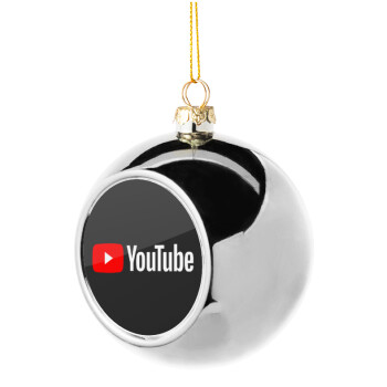 Youtube, Χριστουγεννιάτικη μπάλα δένδρου Ασημένια 8cm