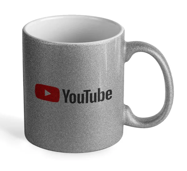 Youtube — Silver glitter mug that sparkles, ceramic, 330ml