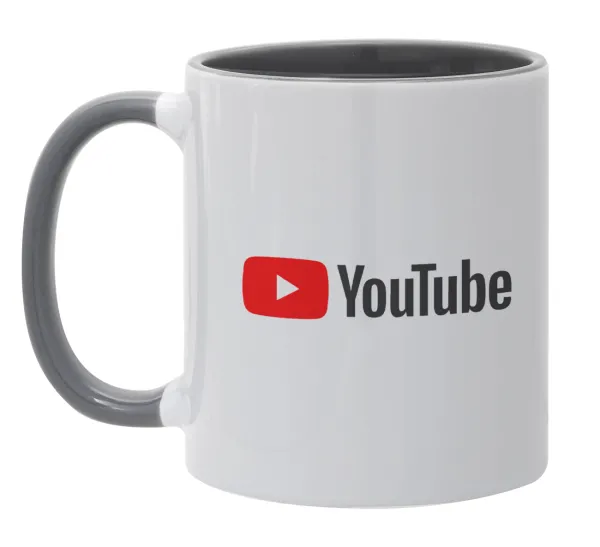 Youtube — Κούπα χρωματιστή γκρι, κεραμική, 330ml