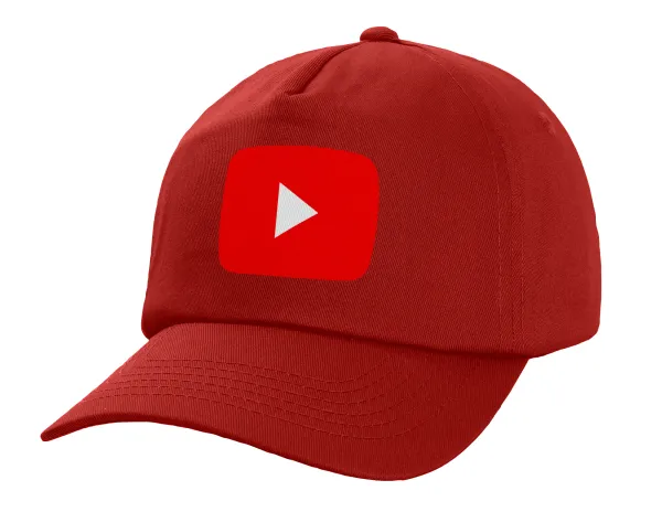 Youtube — Πεντάφυλλο Καπέλο Ενηλίκων Baseball, 100% Βαμβακερό,  Κόκκινο (ΒΑΜΒΑΚΕΡΟ, ΕΝΗΛΙΚΩΝ, UNISEX, ONE SIZE)