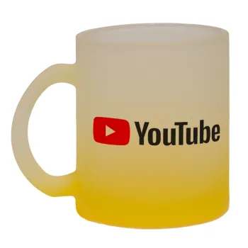 Youtube, Κούπα γυάλινη δίχρωμη με βάση το κίτρινο ματ, 330ml