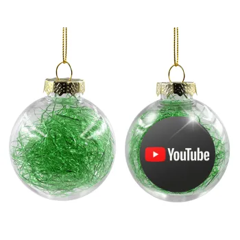 Youtube, Transparent Christmas tree ball ornament with green filling 8cm