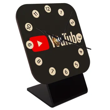 Youtube, Quartz Table clock in natural wood (10cm)