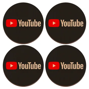 Youtube, ΣΕΤ x4 Σουβέρ ξύλινα στρογγυλά plywood (9cm)