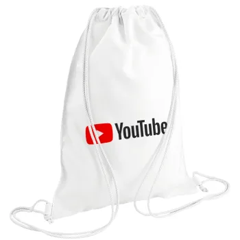 Youtube, Backpack pouch GYMBAG white (28x40cm)