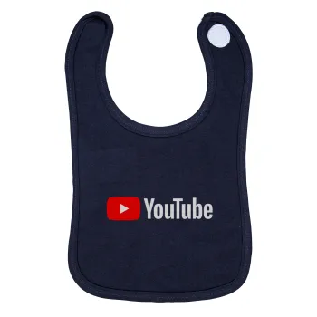 Youtube, Σαλιάρα με Σκρατς 100% Organic Cotton Μπλε (0-18 months)