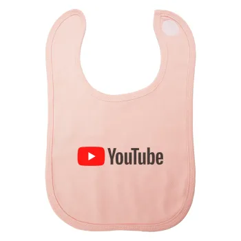 Youtube, Σαλιάρα με Σκρατς ΡΟΖ 100% Organic Cotton (0-18 months)