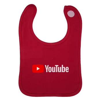 Youtube, Σαλιάρα με Σκρατς Κόκκινη 100% Organic Cotton (0-18 months)