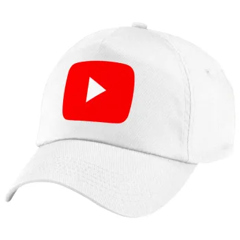 Youtube, 5-Panel Cap White, 100% Cotton (Twill), (UNISEX, ONE SIZE)
