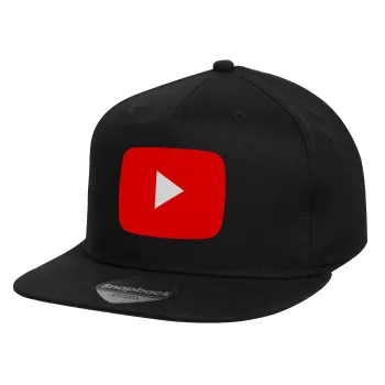 Youtube, Καπέλο παιδικό Flat Snapback, Μαύρο (100% ΒΑΜΒΑΚΕΡΟ, ΠΑΙΔΙΚΟ, UNISEX, ONE SIZE)