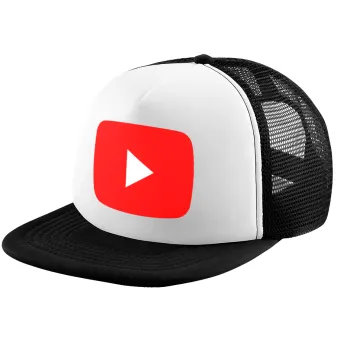 Youtube, Child's Soft Trucker Hat with BLACK/WHITE Mesh (POLYESTER, CHILD, ONE SIZE)